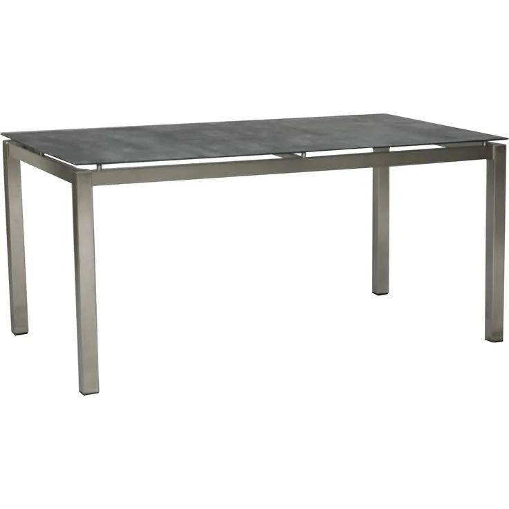 greemotion Tisch Boston, Gartentisch, hochwertig, Aluminium, rechteckig, 160 x 74 cm, silber/dunkelgrau