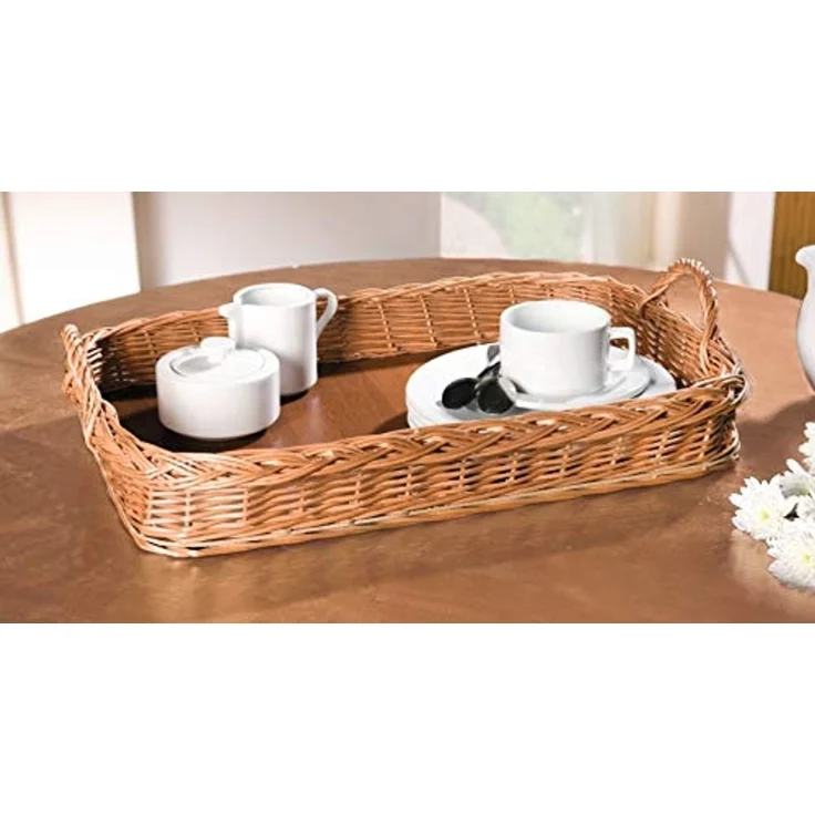 Dekoleidenschaft Tablett aus Weide, 50x35 cm groß, mit Griffen, Serviertablett, Korbtablett, Weide, rechteckig, Kaffeeetablett, Küchentablett, Tragetablett, Dekotablett – Bild 2