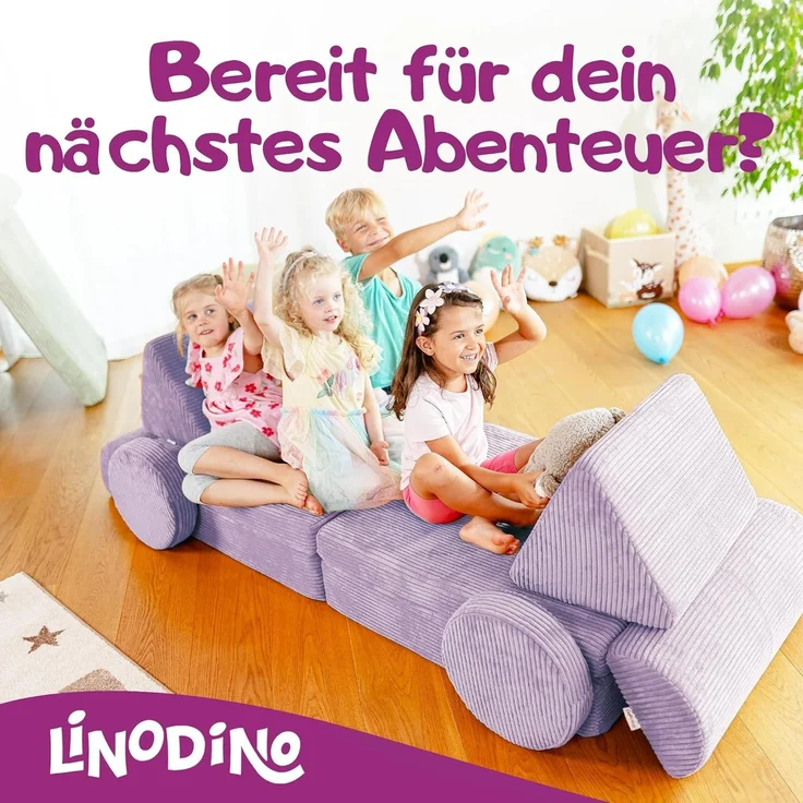 Linodino Kindersofa Spielsofa I Schaumstoff Stapelsteine für Kinder I Kindercouch, 3 Jahre Garantie – Bild 7