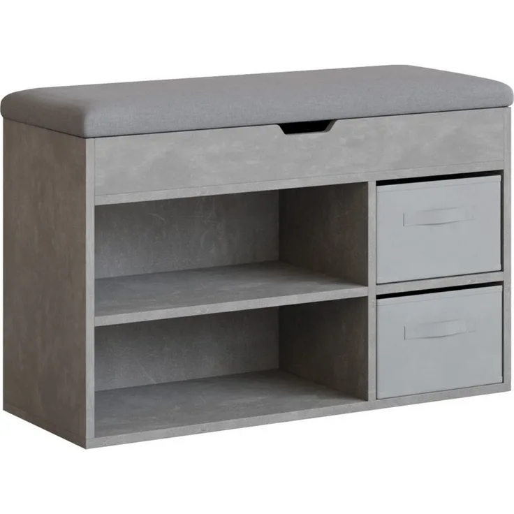 Mondeer Schuhbank Schuhhocker (80 x 48 x 30 cm), Holzschuhablage mit Stoffschublade und aufklappbarem Sitzfläche