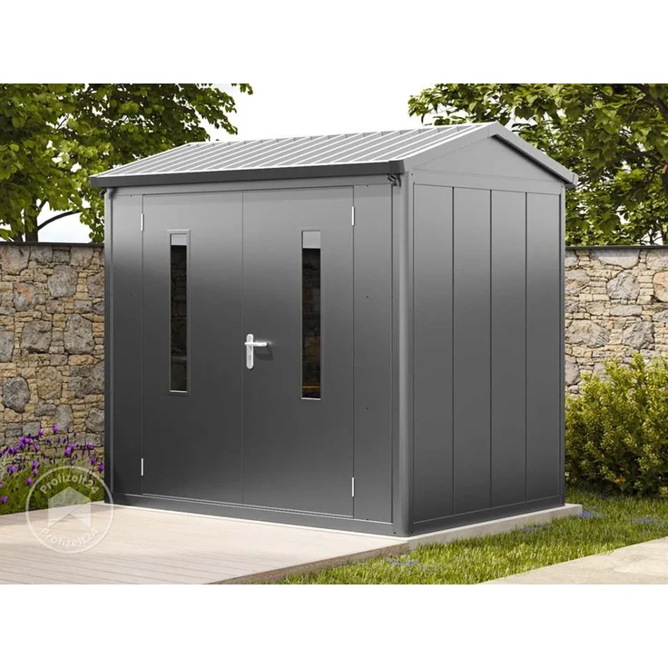 GFP Primeyard Gerätehaus Metall Gartenhaus 228x180x231 cm Geräteschuppen Satteldach anthrazit – Bild 1