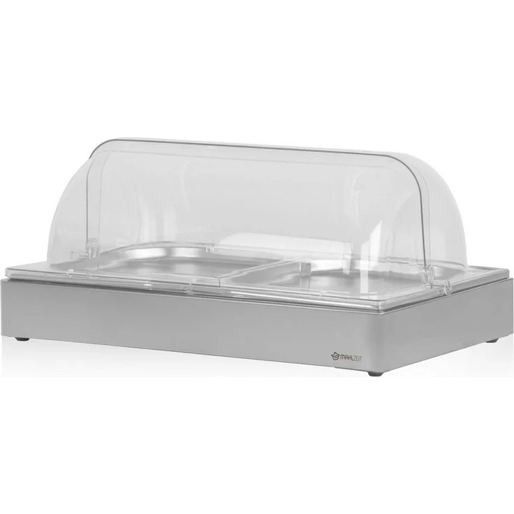 Mahlzeit Buffet-Vitrine Kühl Servierplatte, 54 x 34 x 24,5 cm, 2x GN 1/2 Kühlplatte,Kühlschale, Edelstahl, Leicht zu reinigen – Bild 2