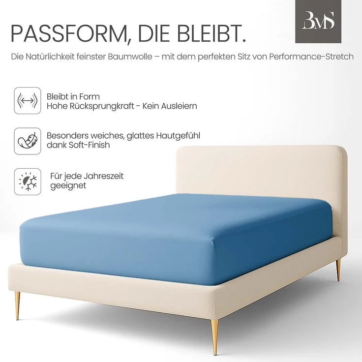 Jersey Spannbettlaken hellblau 120x200 cm Höhe bis 25cm – Bild 3