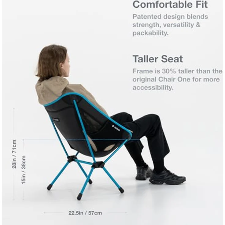 Helinox Chair One (re), Outdoor-Stuhl mit stabiler Nylonharz-Nabe, 30% höherem Gestell, integriertem Seitentasche, bis 145 kg belastbar, kompakt und leicht unter 1 kg – Bild 2