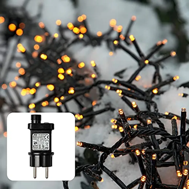 hellum LED Lichterkette Außen Cluster, 8,94m mit 448 warmweißen LEDs, Timer und Strombetrieb für Indoor & Outdoor, Weihnachtsbaumbeleuchtung 576849