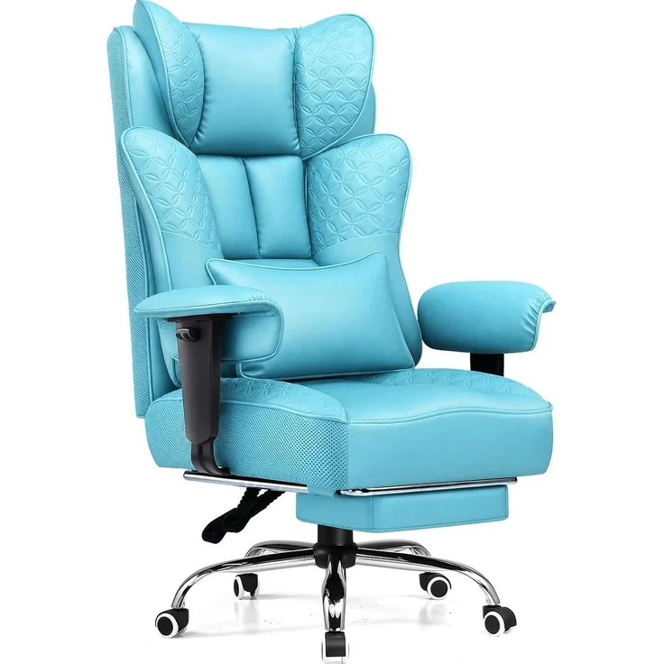 GTPLAYER Bürostuhl, Ergonomischer Gaming Stuhl mit Fußstütze Chefsessel bis 200kg, PU-Leder Schreibtischstuhl mit Taschenfeder-Kissen und Lendenwirbelstütze, Höhenverstellbar Home Office Stuhl – Bild 1