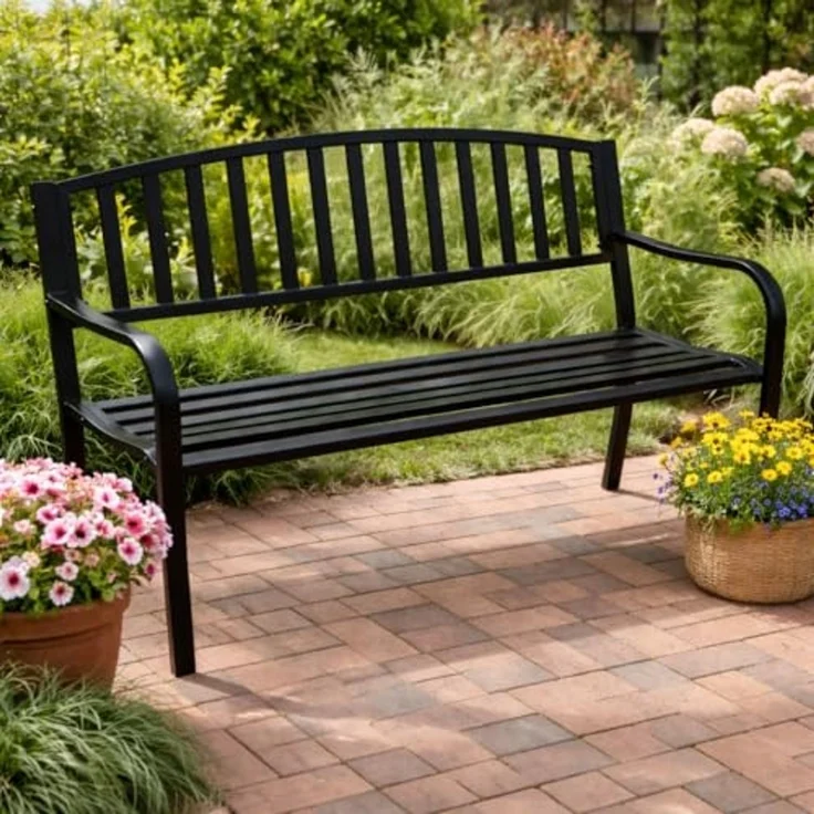 DEGAMO Gartenbank NEWPORT, 2-sitzer, Metall schwarz – Bild 2