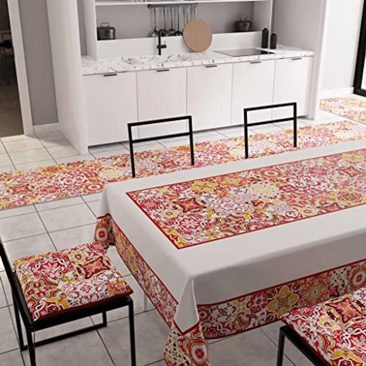 PETTI Artigiani Italiani - Teppich für Küche, rutschfest, waschbar, Läufer für Küche, Teppich, Küchenläufer, 52 x 340 cm, Design Vietri Rot, 100% Made in Italy – Bild 5