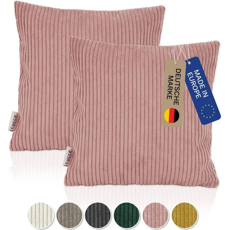 Lycce Dekokissen Kissenbezug 2er Set CORD Stoff (40x40 cm) mit Reißverschluß – Bild 5