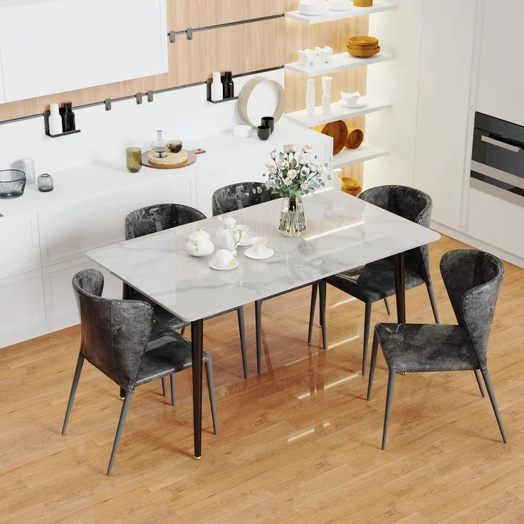 FATIVO Esstisch Esszimmertisch Sinterstein Kchentisch Brotisch 120x70x76 cm Restaurant Luxus Wei? – Bild 9