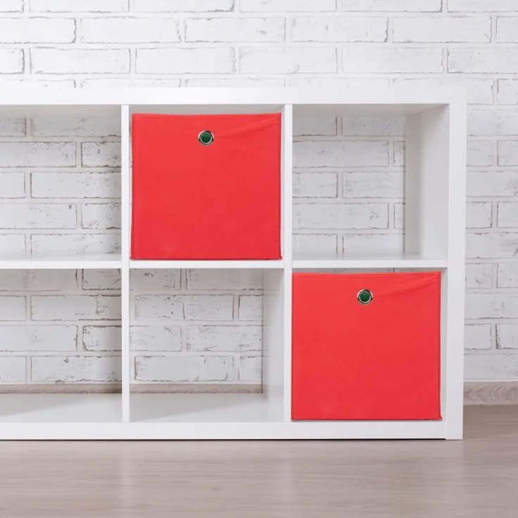 Relaxdays 6 x Aufbewahrungsbox Stoff rot – Bild 2