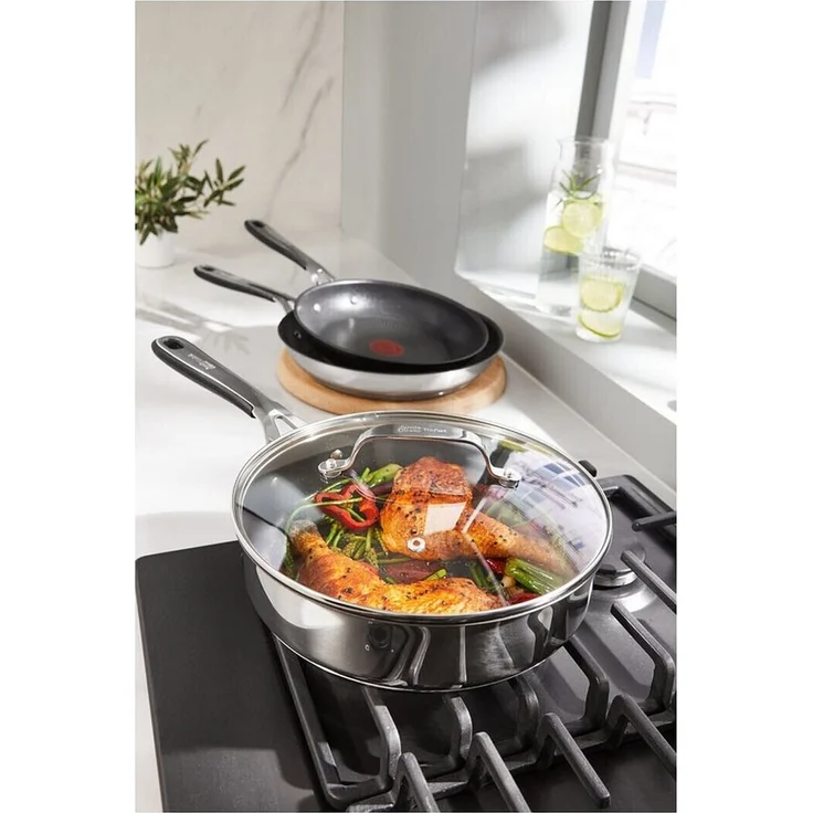 Tefal Jamie Oliver E31432 Schmorpfanne Edelstahl mit Deckel 25cm 3,2L – Bild 2