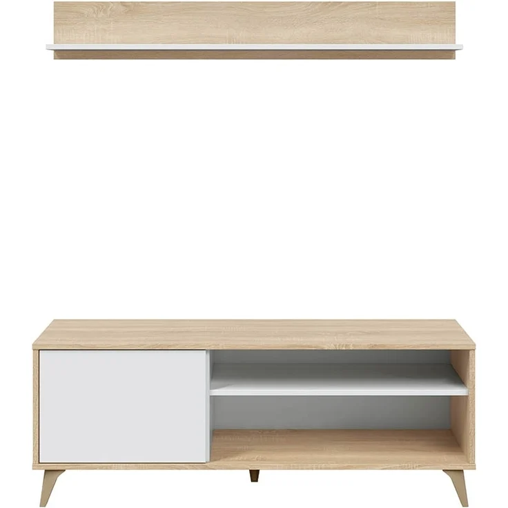 Wohnzimmer-Set >KIKUA PLUS< (4-Teilig) in Canadian Eiche/Artik Weiß - 135x50x40 (BxHxT) – Bild 2