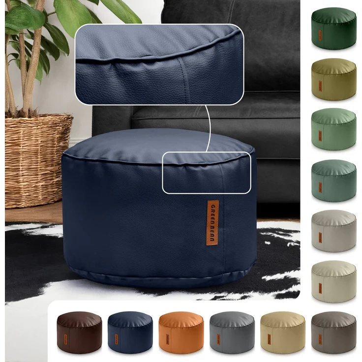 Green Bean® Sitzhocker aus Kunstleder - Pouf mit EPS Perlen Füllung - 43 x 30 cm - perfekte Ergänzung zum Sitzsack - Dunkelblau – Bild 2