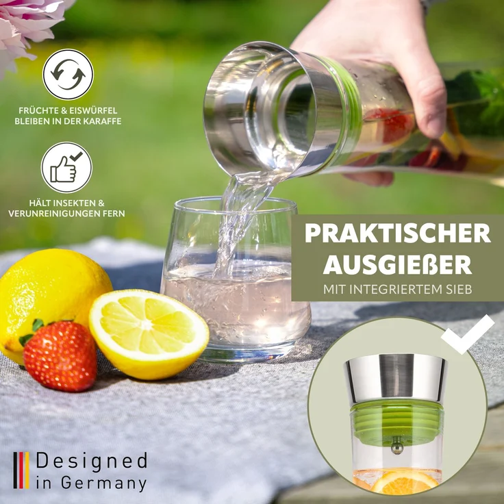 bremermann Karaffe CAROLA mit Silikonfuß - zerlegbarer Deckel - 1 Liter – Bild 3