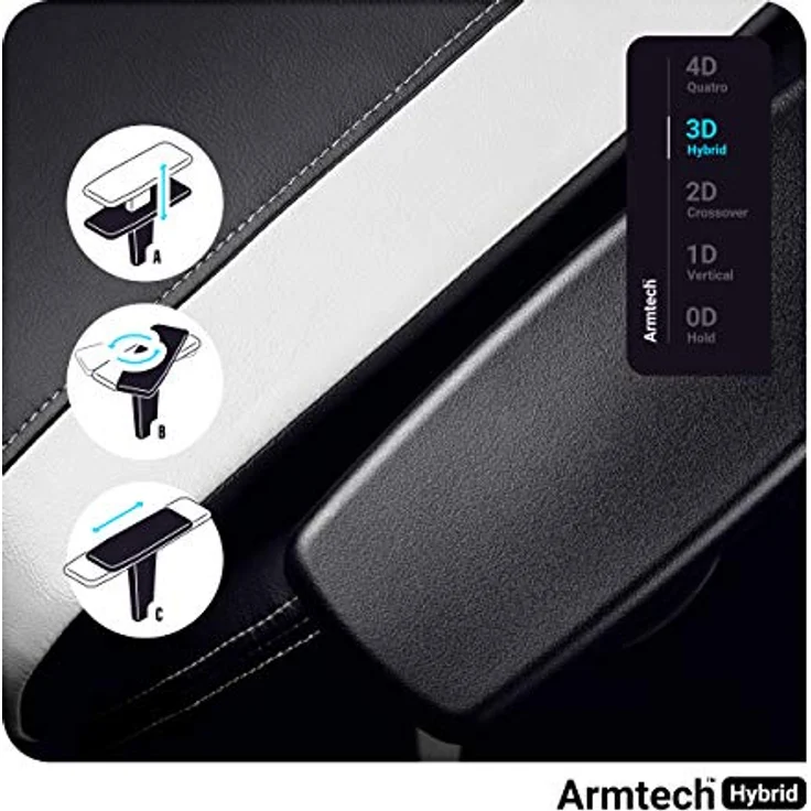 Diablo Anpassbarer Gaming Stuhl Ergonomisch X-Horn 2.0 | Verstellbare Rücken-, Sitz- und Armlehnen | Nacken-/Lendenkissen, Eco Lederpolsterung | Ergonomischer Gamer Stuhl | Normal (L) | Schwarz-Weiß – Bild 6
