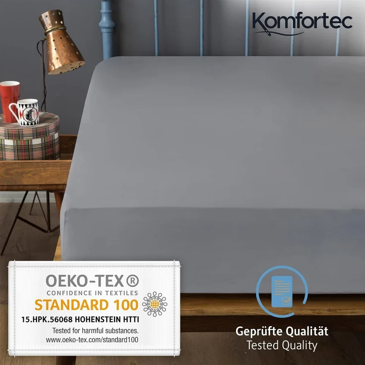 Komfortec 2er Pack Jersey Spannbettlaken 140x200 cm, 100% Baumwolle, Doppelpack Spannbettuch – Bild 7