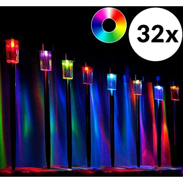 monzana LED Solarleuchte, Solarleuchte, Solarlampe Außen Garten LED Farbwechsel IP44 Edelstahl 32er Set – Bild 2