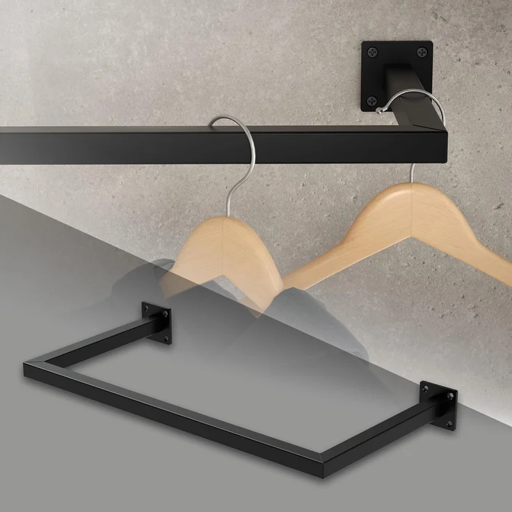 ML-DESIGN Kleiderstange Wandgarderobe Rechteck für die Wand aus Stahl inkl. Montagematerial (1 St), Garderobenstange 60x30 cm Schwarz U-Form Kleiderständer Kleidergestell – Bild 1