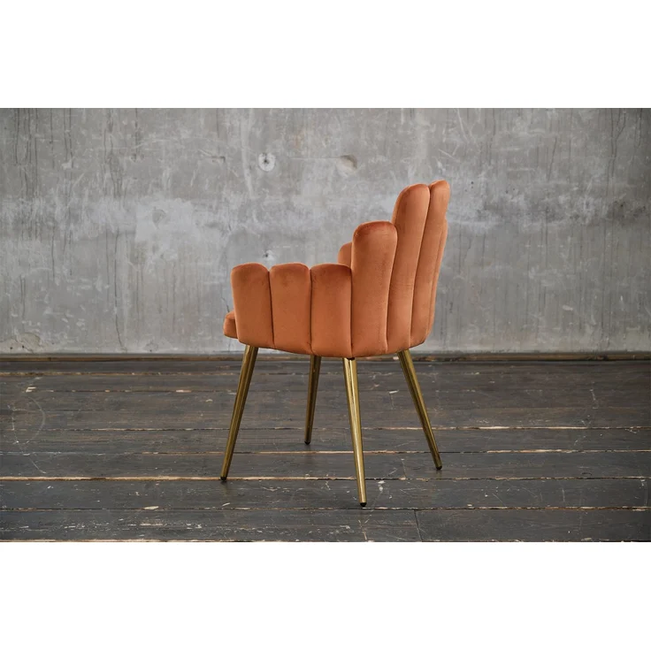 KAWOLA Stuhl FREJA Esszimmerstuhl Velvet orange Fuß gold 86 x 55 x 59 cm – Bild 5
