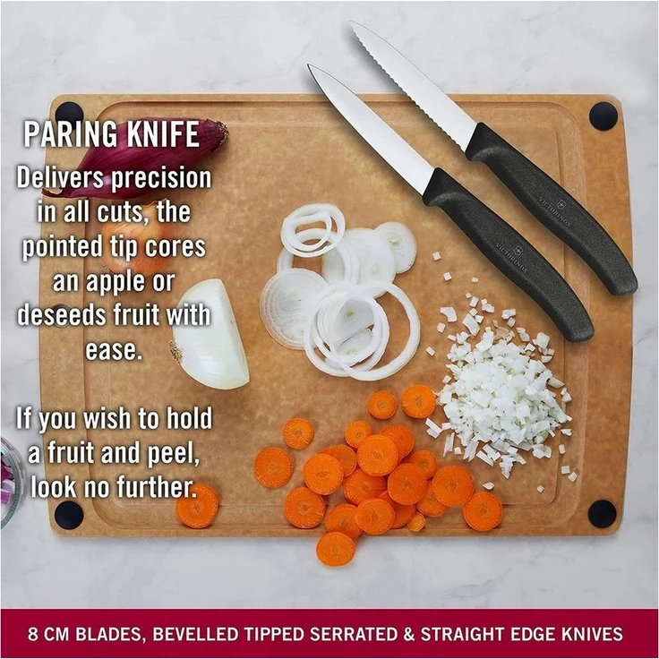 Victorinox | Gemüsemesser-Set | 3-teilig | präzise Klingen | ergonomische Griffe | leuchtendes Rot | ideal für mühelose Küchenarbeit – Bild 2