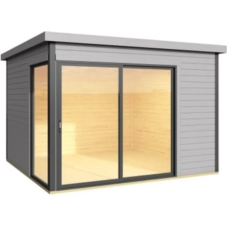 Lasita Maja Gartenhaus Domeo 1-4 Gartenhaus aus Holz in Silber Holzhaus mit 44 mm Wandstärke Blockbohlenhaus mit Montagematerial – Bild 6