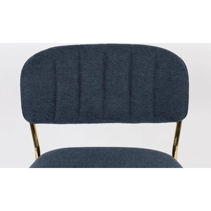 Barhocker Jolien im 2er-Set, blauer Stoffbezug mit goldenem Metallgestell, Rückenlehne und Fußstütze, Sitzhöhe 65 cm, belastbar bis 150 kg – Bild 7