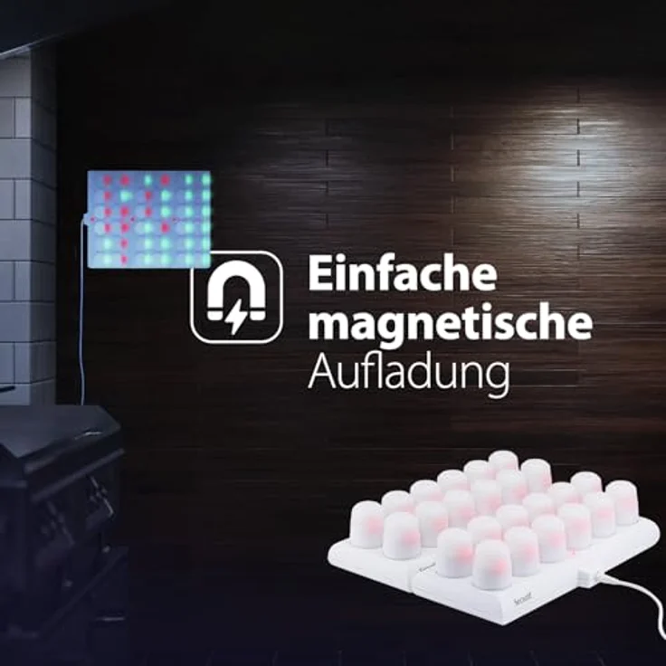SECURIT – Wiederaufladbares LED-Teelicht-Set Amsterdam RGB – Kabellos – Magnetisch – Für Bar, Café, Restaurant – 13 Farben – 12 Kerzen, Fernbedienung, Basis, Ladekabel inklusive – Bild 4