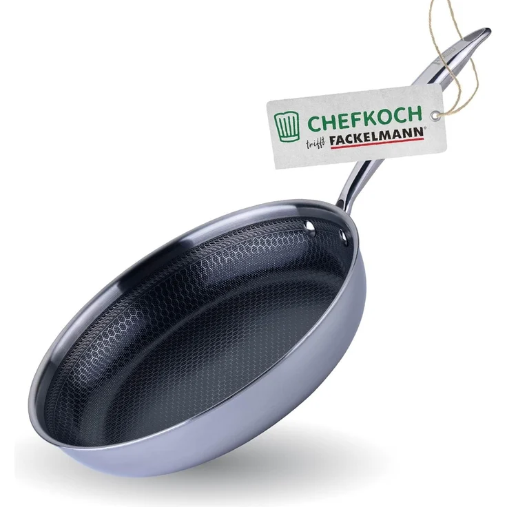 Chefkoch trifft Fackelmann Bratpfanne Tri-Ply, Ø 28 cm, Edelstahl, Induktion/- backofengeeignet – Bild 1