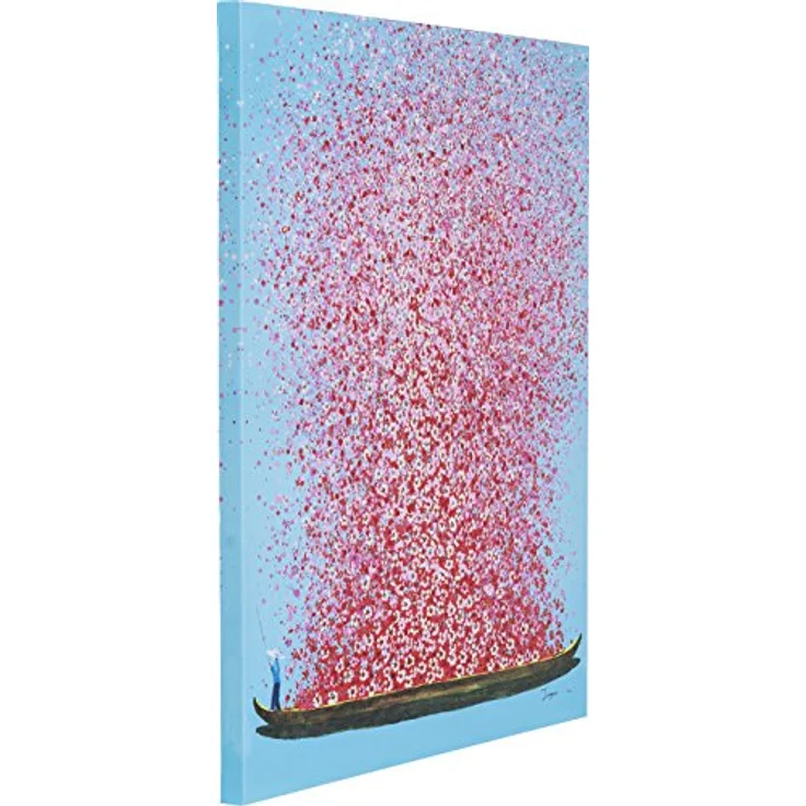 Kare Design Bild Touched Flower Boat Blau/Pink, Gemälde, Pastellfarben, Asia-Stil, buntes Wandbild, Canvas-Leinwand, Massivholz Rahmen, handgemalte Details mit Acrylfarbe, Abstrakt, 100 x 80 x 4 cm – Bild 4
