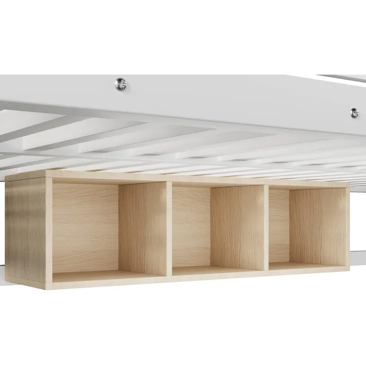 Etagenbett mit 2 Schlafgelegenheiten, Lattenrosten, Regal, Rausfallschutz und LED-Streifen, Treppe mit Regal, 90/140x200 cm, Kinderbett, Metallbett – Bild 10