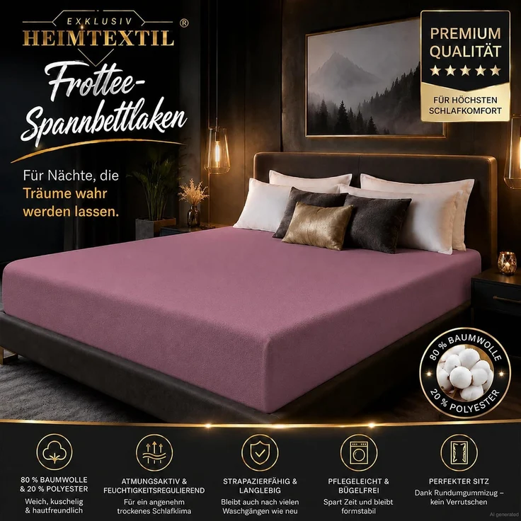 Doppelpack Frottee Spannbettlaken 90 - 100 x 200 cm Lila – Bild 2