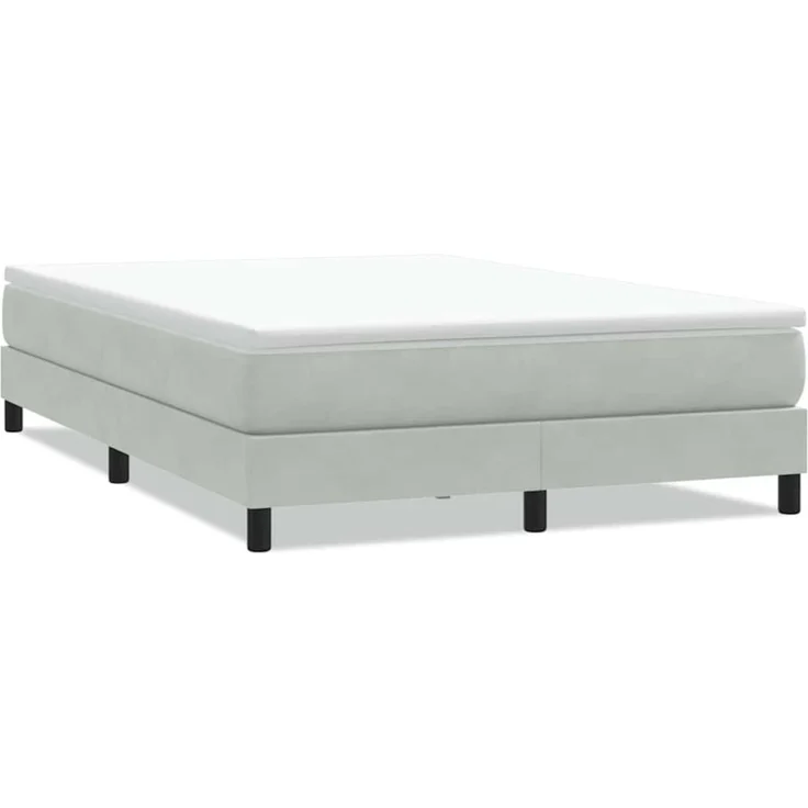 vidaXL Boxspringbett ohne Matratze Hellgrau 140x220 cm Samt 3315873 – Bild 2