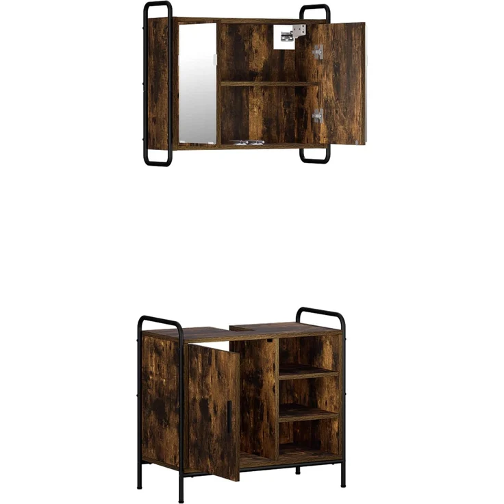vidaXL Badezimmerschrank-Set 2 stk. Räuchereiche 65,5 x 34 x 61 cm 3444485 – Bild 5