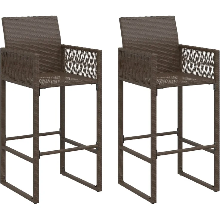 vidaXL Garten-Barhocker 2 Stk. Braun Poly Rattan 368703 – Bild 11