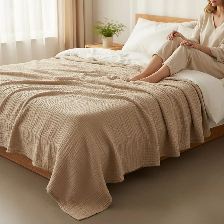 Wohndecke Musselin Decke, JASLIFE, Sommerdecke,100% Baumwolle – Bild 2