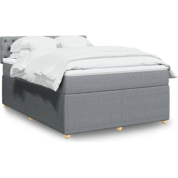 vidaXL Boxspringbett mit Matratze Hellgrau 160x200 cm Stoff 3289814 – Bild 1