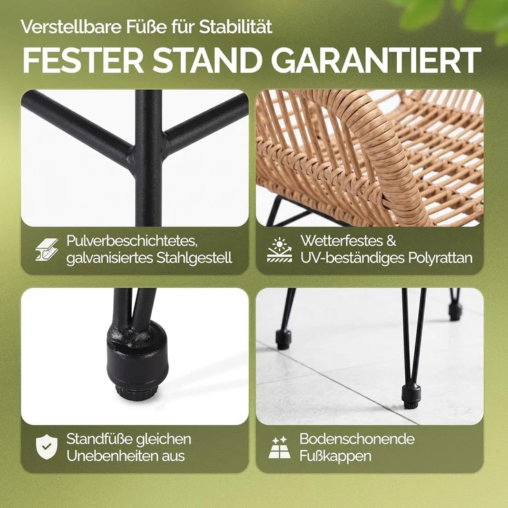 CASARIA® Korbsessel Gartenstühle 2er Set Bali Polyrattan – Bild 7