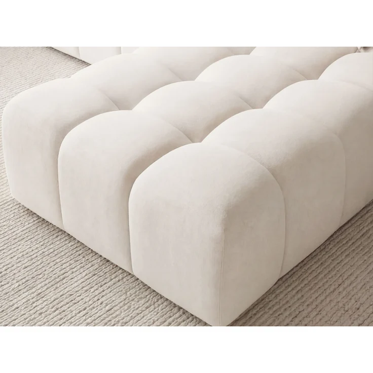 GRAINGOLD Ecksofa Loopo, Couch L-Form mit Wellenfeder, Velour-Stoff, Creme, Rechts – Bild 4