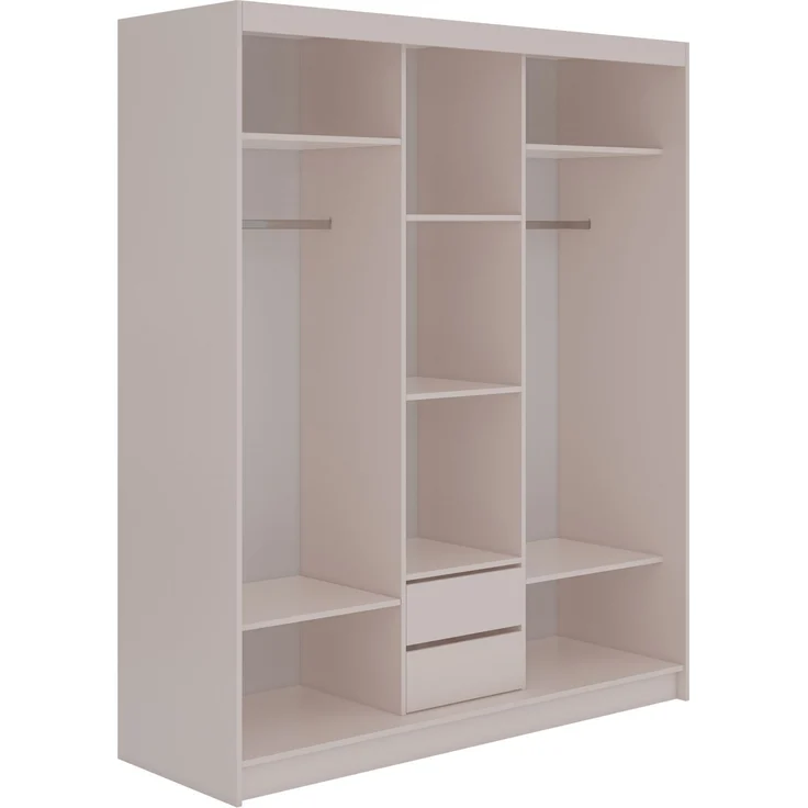 Schiebetürenschrank GRECJA 180 cm breite mit Spiegelfront und Dekor-Applikationen in Kaschmir, inkl. Kleiderstange & Einlegeböden mit Schubladen - Kaschmir – Bild 4