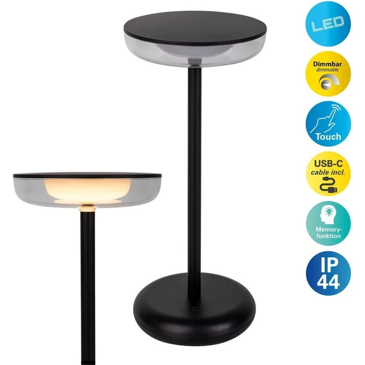 näve LED Tischleuchte Pasi, Dimmfunktion, Ein-/Ausschalter, Memoryfunktion, USB-Ladefunktion, LED wechselbar, Warmweiß, dimmbar per Berührungssensor, Memoryfunktion, Akku, USB-C-Ladekabel – Bild 5