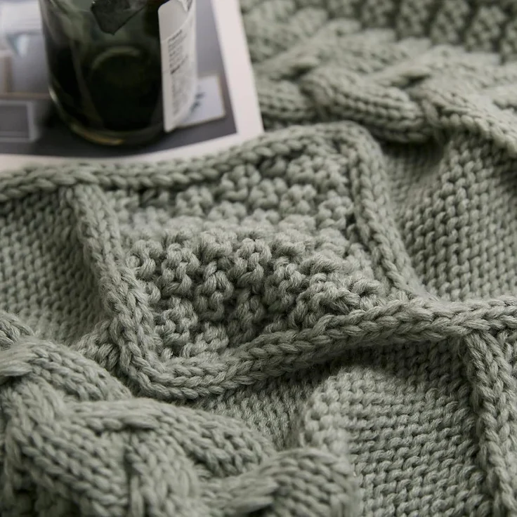 ABC Gestrickter Kissenbezug im Retro-Stil, grau – Bild 5