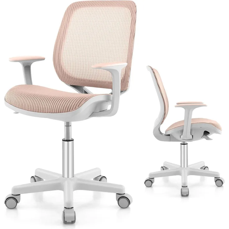 FANTASK 360° drehbar Kinder Schreibtischstuhl, 43-55cm Sitzhöhe höhenverstellbar, Rosa