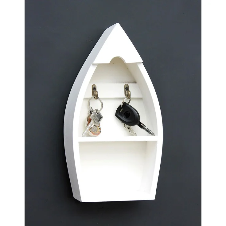 Schlüsselboard mit Ablage Boot 93541-S Schlüsselhaken Wandregal 30 cm Schlüsselleiste Schlüsselkasten – Bild 4