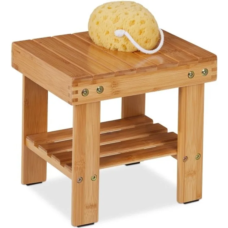 Bambus Badhocker mit Zusatzablage