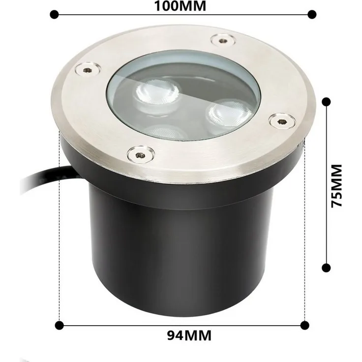 Clanmacy LED Einbaustrahler 3W LED Bodenleuchte Beleuchtung Bodenstrahler Aussen-Beleuchtung, 2er, LED wechselbar, Warmweiß