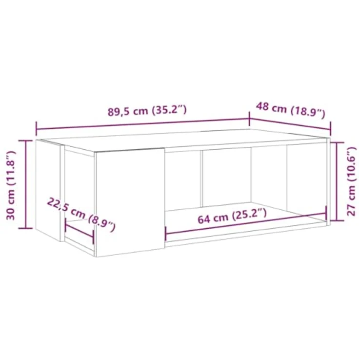 vidaXL Couchtisch Sonoma-Eiche 89,5x48x30 cm Holzwerkstoff 848152 – Bild 3