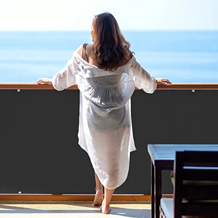CCLIFE Balkon Sichtschutz Wind- und UV-Schutz Wetterfest 160 g/m2 mit Ösen Balkon sichtschutz Blickdicht 75x300 cm (3 Größen & 2 Farben) für Balkongeländer Terrasse Garten – Bild 8