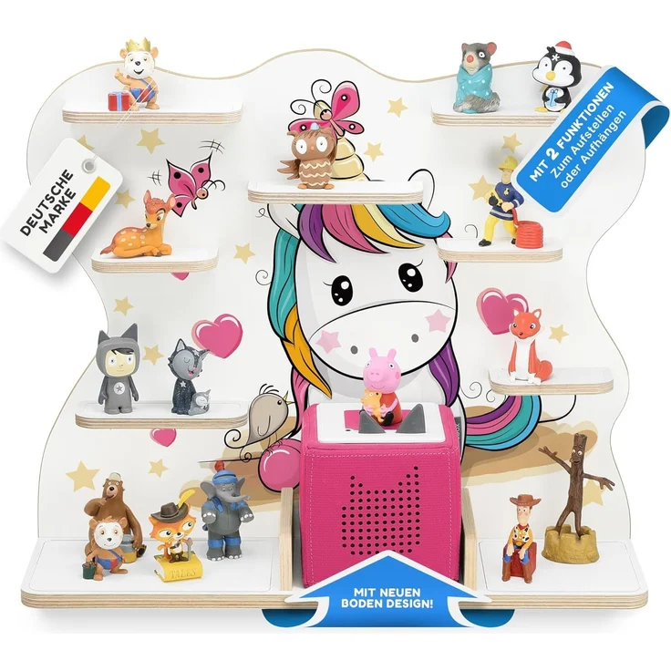 stadtecken Holzregal für Musikbox I Geeignet für die Toniebox und ca. 50 Tonies I Perfekte Tonie Aufbewahrung im Kinderzimmer I Zum Aufstellen oder Aufhängen (Lovely Pony, Groß) – Bild 1