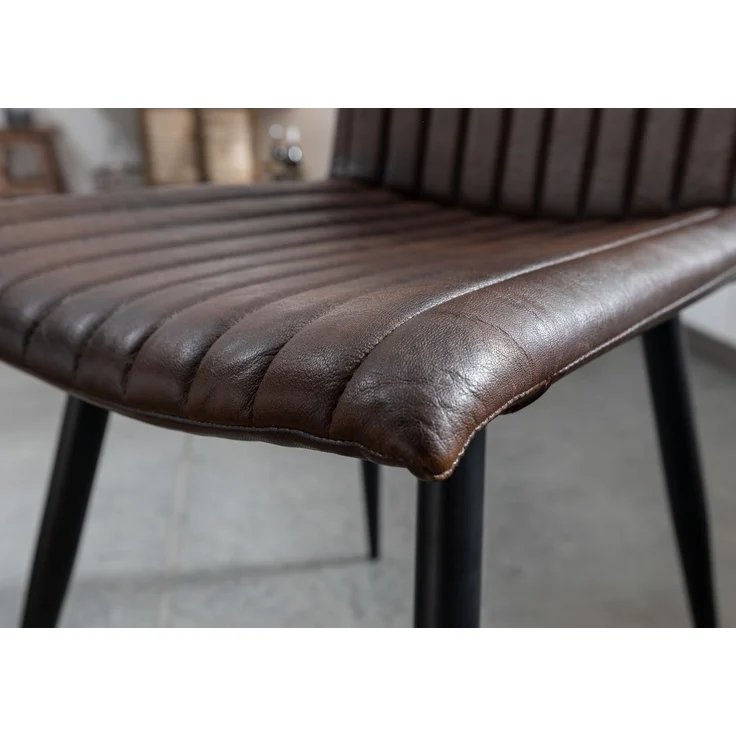 Stuhl Echtleder 44x56x89 braun IRON LABEL #09 – Bild 4